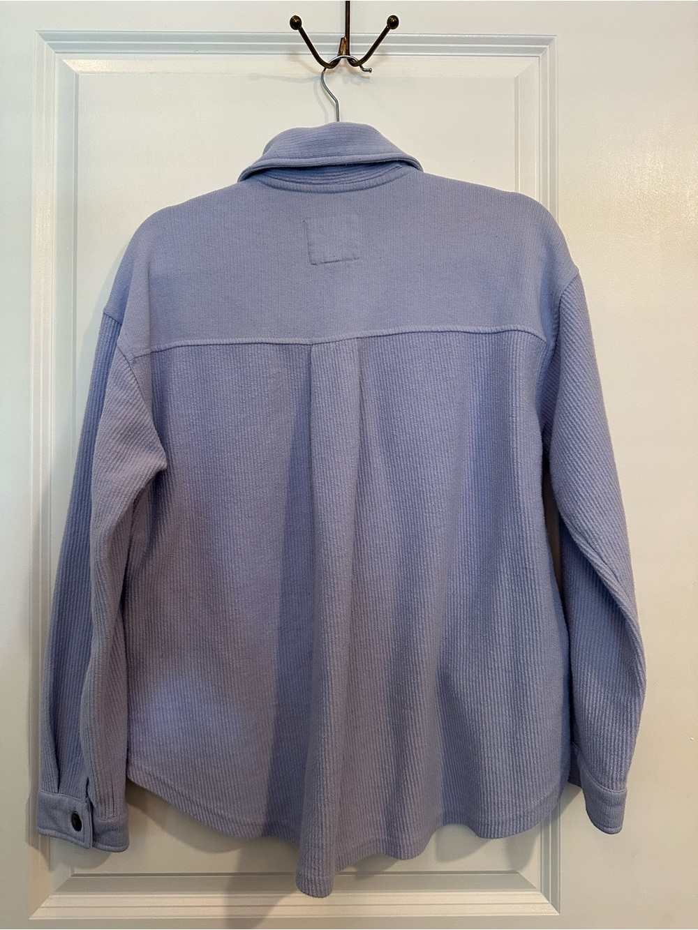 Thread & Supply Medium Light Blue Ribbed Shacket with Snaps - Picture 5 of 9